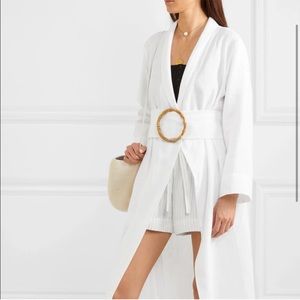 Brand New Daily Sleeper White Linen Belted Robe